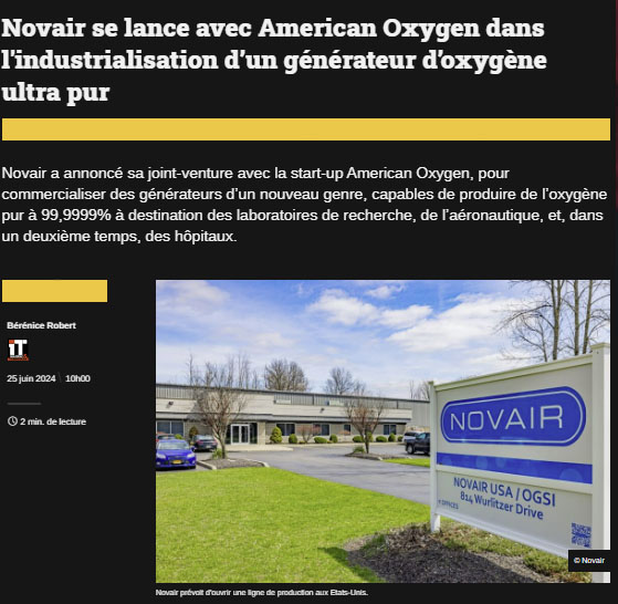 L'Usine Nouvelle sottolinea la partnership con American Oxygen